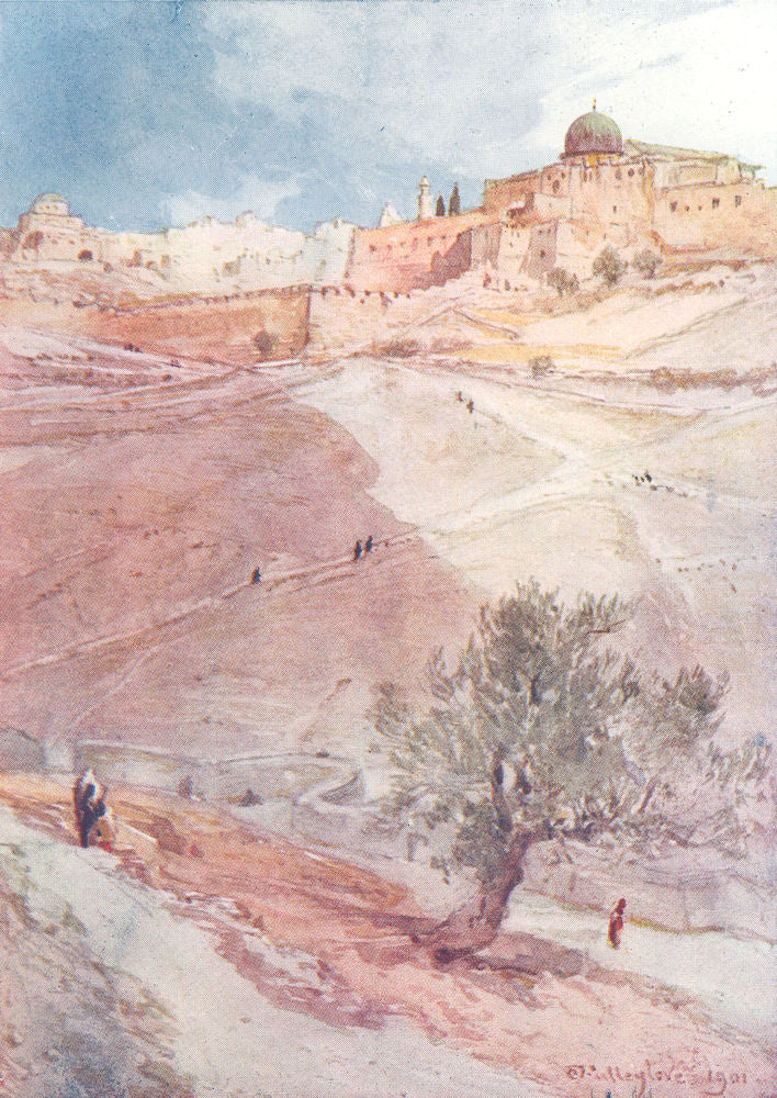 JERUSALEM. South wall of North end Siloam 1902 old antique print picture